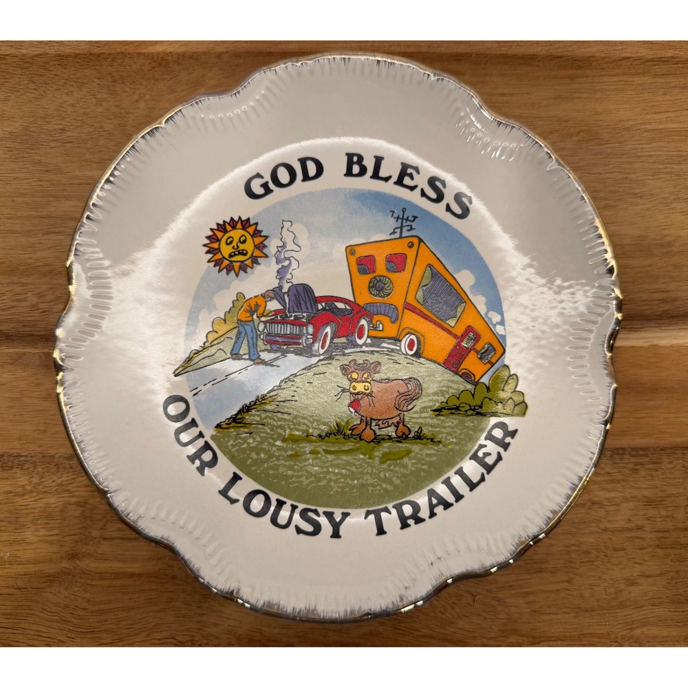 God Bless Our Lousy Trailer Decorative Plate